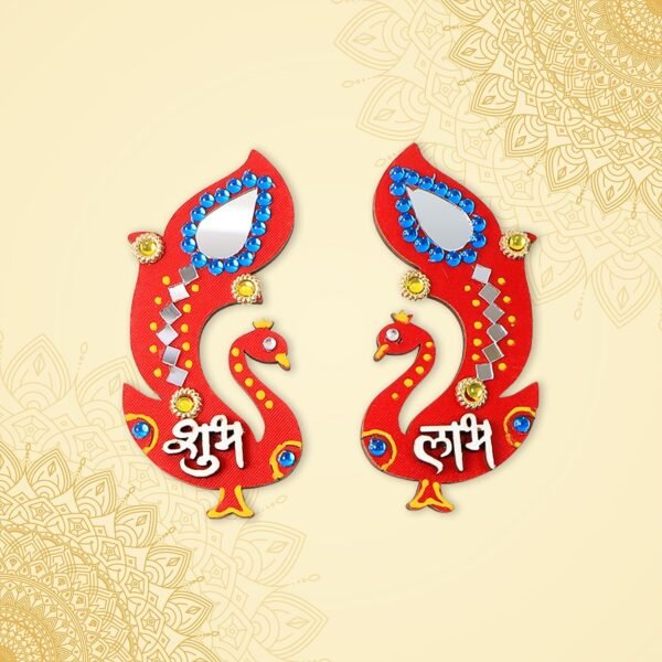 Decorative Wooden Shubh Labh Wall Hanging (2 Pc)