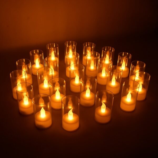 Flameless Candles with Transparent plastic Covers Set of 24 Pcs LED