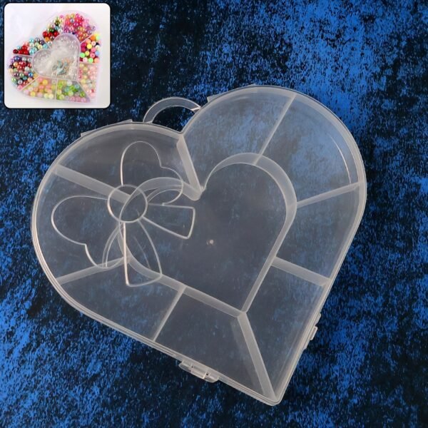 Heart-Shaped Plastic Bead Storage Organizer Box (1 Pc)